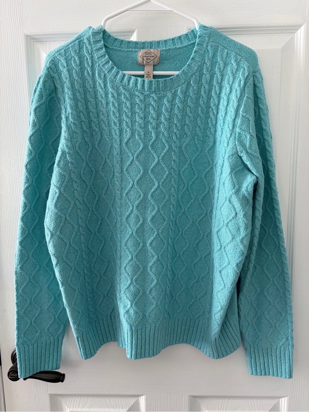 St. John's Bay Cable Knit Crewneck Sweater - Turquoise